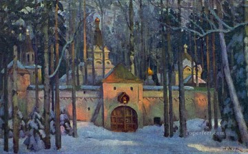 Escenografía para la ópera de Glinka Ivan Susanin Monasterio en el bosque Konstantin Yuon Pinturas al óleo